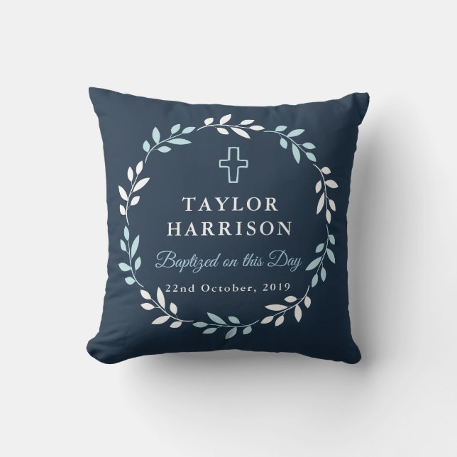 Baptism Keepsake Throw Pillow (Front)
