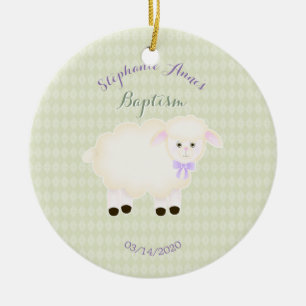 Baptism Lamb Ceramic Tree Decoration