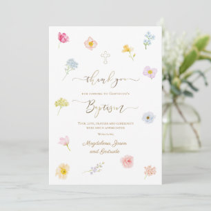 Baptism little flowers thank you card