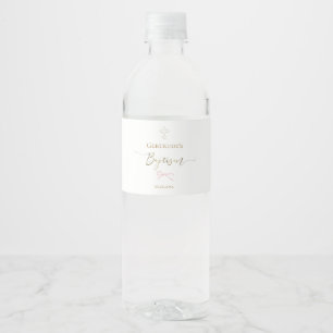 Baptism little pink bow water bottle label