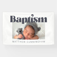 Baptism Modern Bold Simple Photo Thank You