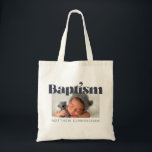 Baptism Modern Bold Simple  Photo Thank You Tote Bag<br><div class="desc">This simple and classic design is composed of serif typography and add a custom photo. This design is modern,  chic,  playful and fun.</div>