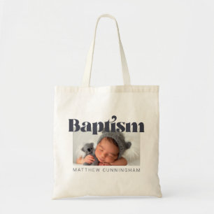 Baptism Modern Bold Simple  Photo Thank You Tote Bag