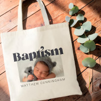 Baptism Modern Bold Simple Photo Thank You