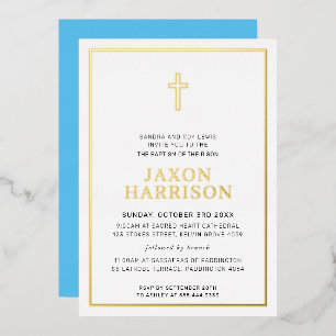 BAPTISM modern minimal cross border boy blue