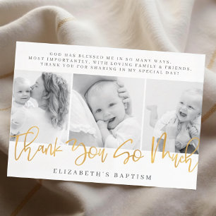 Baptism Modern Simple Chic Photo Thank You Card