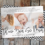 Baptism Modern Simple Chic Photo Thank You Card<br><div class="desc">This simple and classic design is composed of serif typography and add a custom photo. The back has a chevron pattern. This design is modern,  chic,  playful and fun.</div>