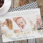 Baptism Modern Simple Chic Photo Thank You Card<br><div class="desc">This simple and classic design is composed of serif typography and add a custom photo. The back has a chevron pattern. This design is modern,  chic,  playful and fun.</div>