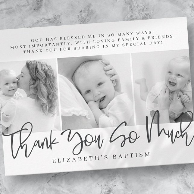 Baptism Modern Simple Chic Photo Thank You Postcard (Creator Uploaded)