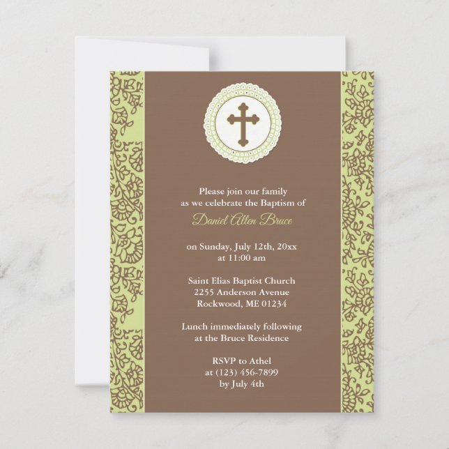Baptism Neutral Green Invitation (Front)