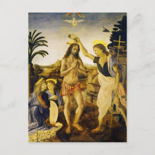 Baptism of Christ by Da Vinci and Verrocchio Postcard