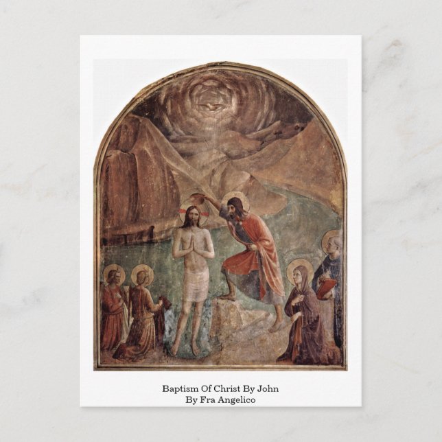 Baptism Of Christ By John By Fra Angelico Postcard (Front)