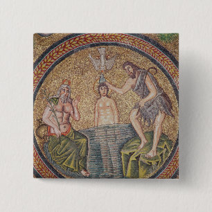 Baptism of Christ by John the Baptist 15 Cm Square Badge