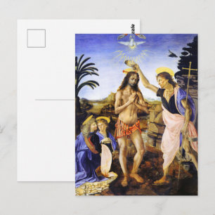Baptism of Christ by Leonardo da Vinci Fine Art Postcard