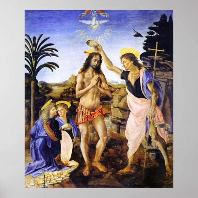 Baptism of Christ by Leonardo da Vinci Fine Art Poster (Front)