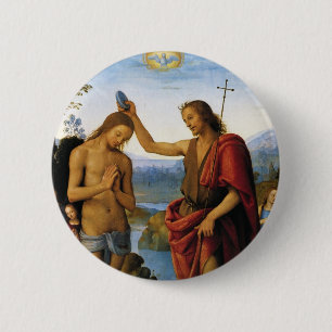 Baptism of Christ by Pietro Perugino 6 Cm Round Badge