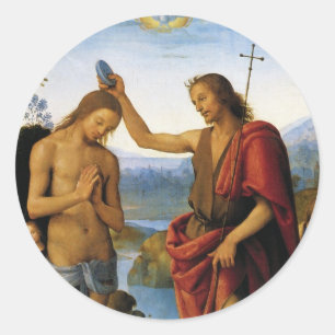 Baptism of Christ by Pietro Perugino Classic Round Sticker