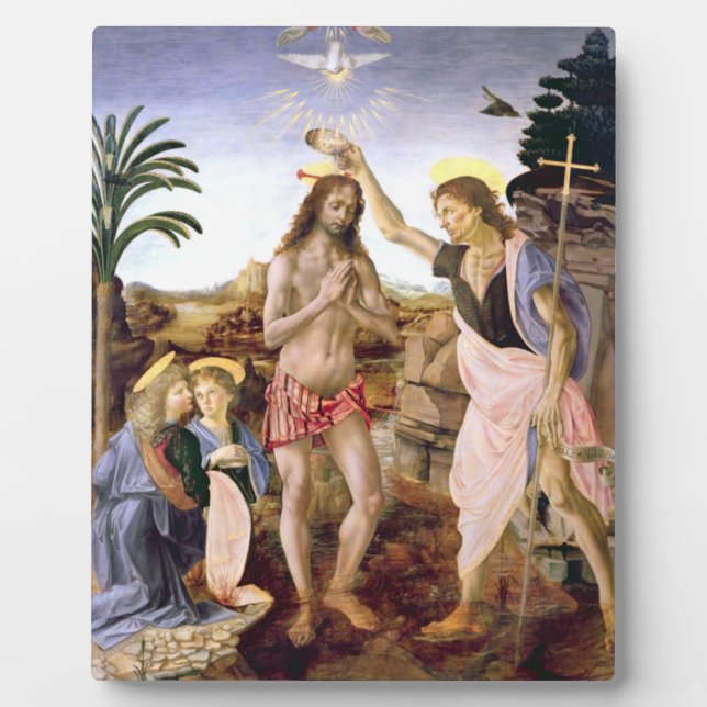Baptism Of Jesus Christ By Leonardo Da Vinci Plaque (Front)