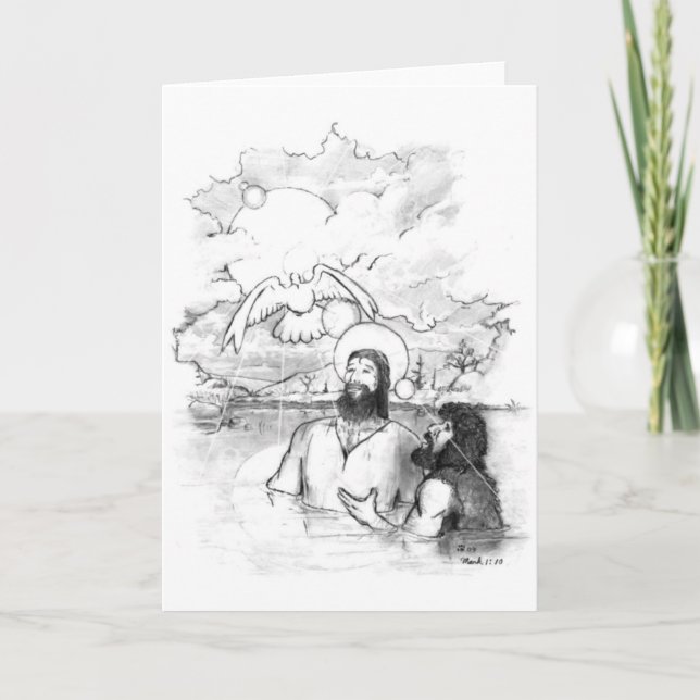 baptism of Jesus greyscale 8x10 Card (Front)