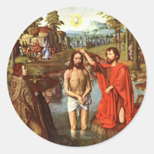 Baptism of Jesus painted by Masters Classic Round Sticker