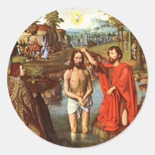 Baptism of Jesus painted by Masters Classic Round Sticker