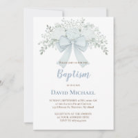 Baptism pastel blue floral bow