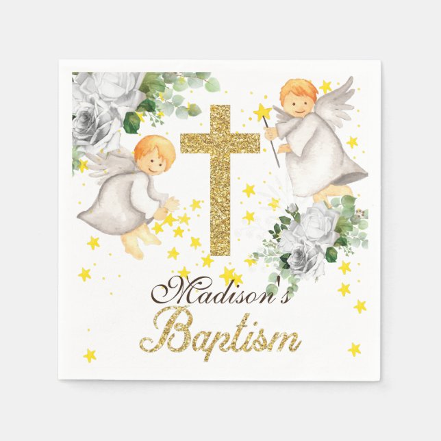 Baptism Personalised Gender Neutral Napkins (Front)