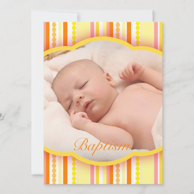 Baptism photo announcement invitation card (Front)