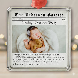Baptism Photo Keepsake Newspaper Metal Tree Decoration