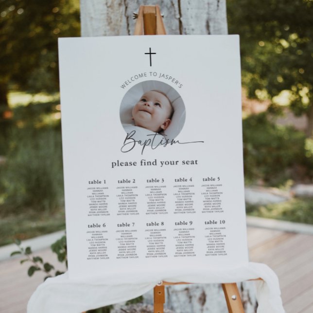 Baptism Photo Seating Chart (Zazzle Baptism Photo Seating Chart)