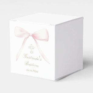 Baptism pink bow baby girl favour box