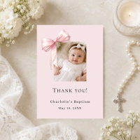 Baptism pink bow photo girl