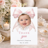 Baptism pink bow photo pearls girl