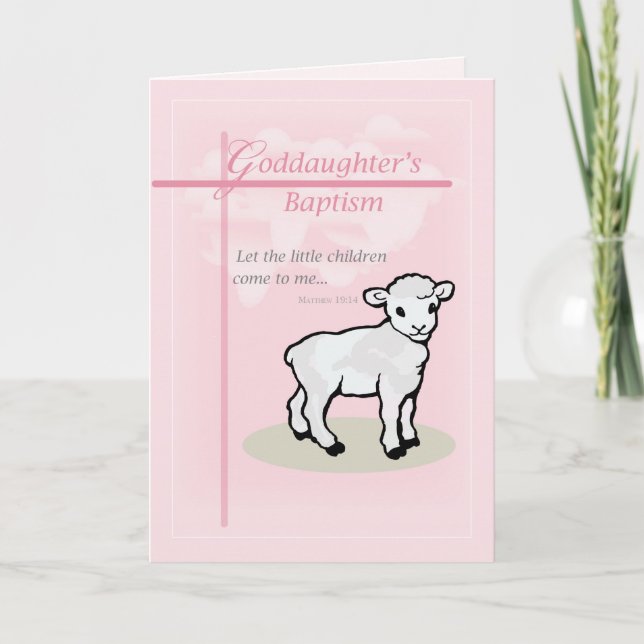 Baptism, Pink, Goddaughter, Lamb Card (Front)