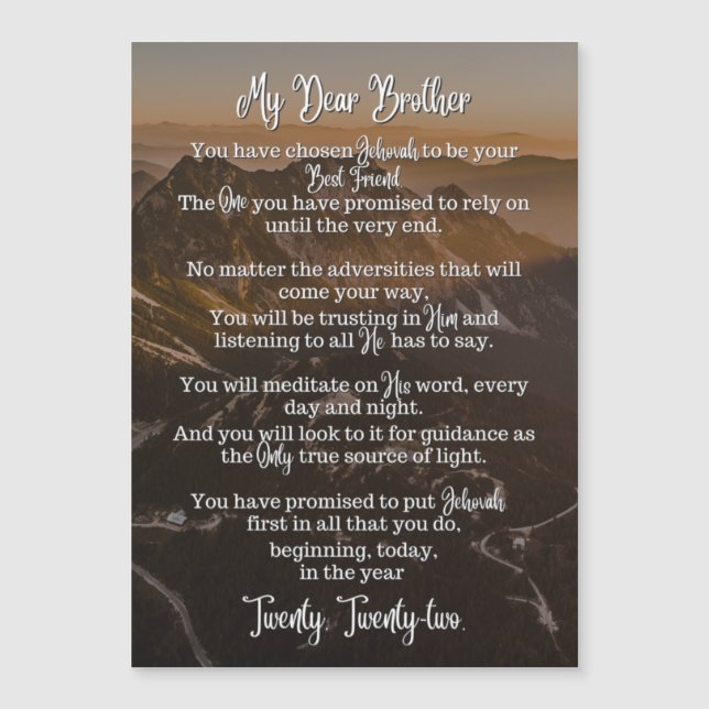 Baptism Poem | Magnetic Card | JW | Mountain Tops (Front)