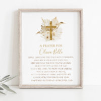 Baptism Prayer Sign Boho Neutral Floral Dried Palm