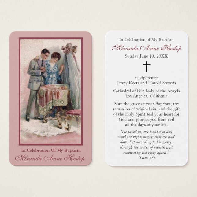 Baptism Prayer | Vintage Pink (Front & Back)