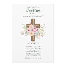Baptism Program - Floral Cross - Boy or Girl