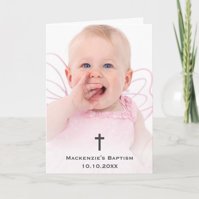 Baptism Religious Christening Communion Christian Thank You Card (Front)