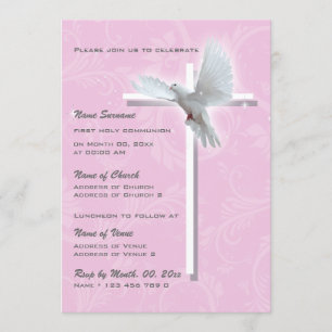 Baptism religious communion confirmation girls invitation