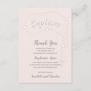 Baptism Rosary on Pink Invitation