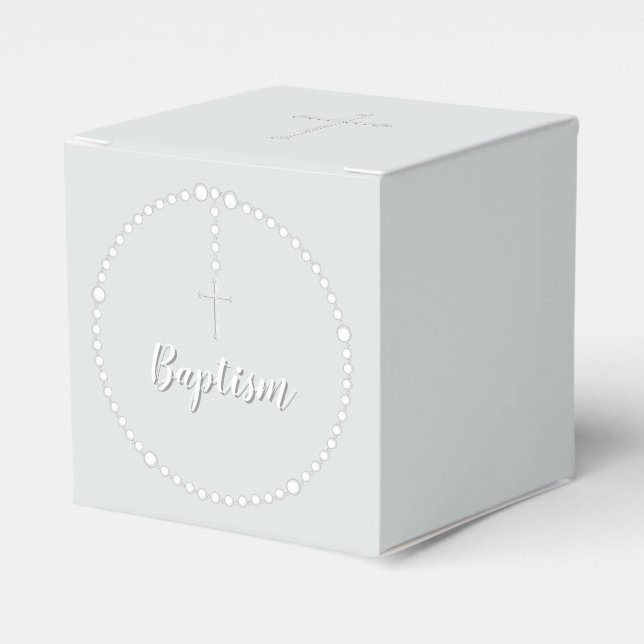 Baptism Rosary on Powdered Blue Favour Box (Front Side)
