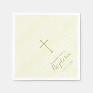 Baptism Sage Delicate Floral Lace Napkin