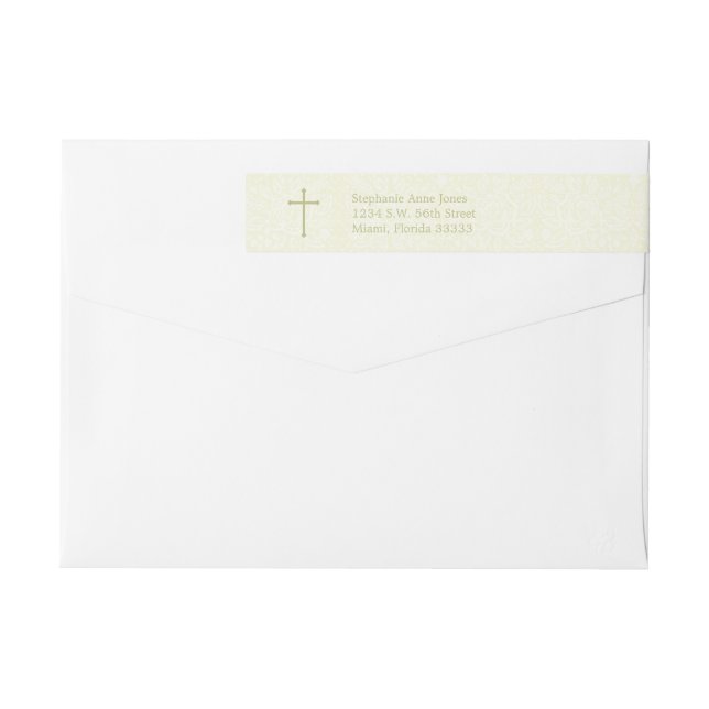 Baptism Sage Delicate Floral Lace Wrap Around Label (Back)