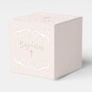 Baptism Scrolls in Pink and Gold Favour Box