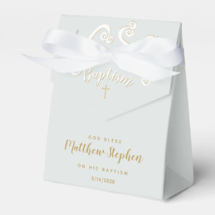 Baptism Scrolls in Powder Blue and Gold Favour Box