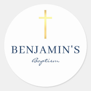 BAPTISM SEAL modern slim gold cross dake navy blue