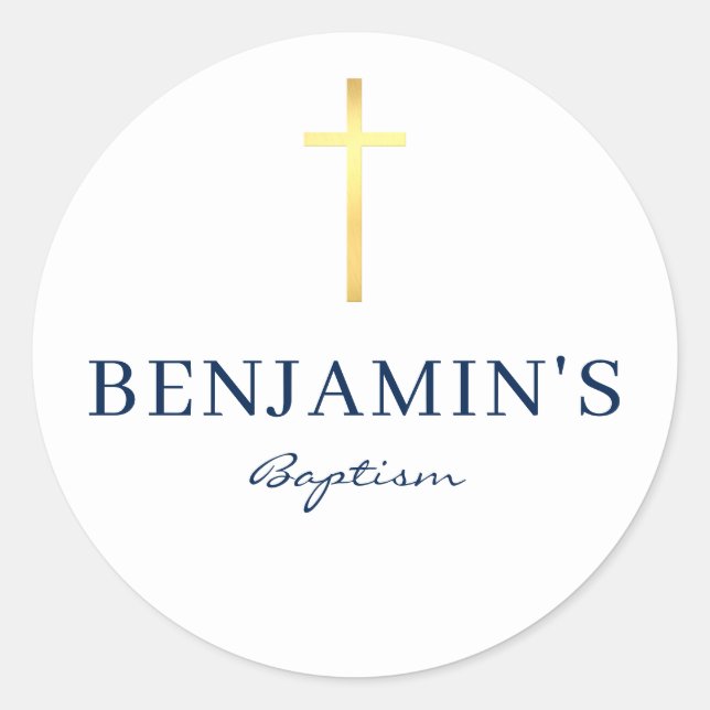 BAPTISM SEAL modern slim gold cross dake navy blue (Front)