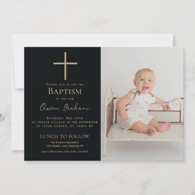 Baptism Simple Boy's Invitation  (Front)