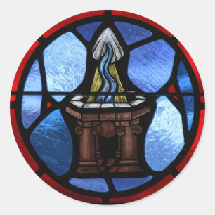 Baptism Stained Glass Art Classic Round Sticker